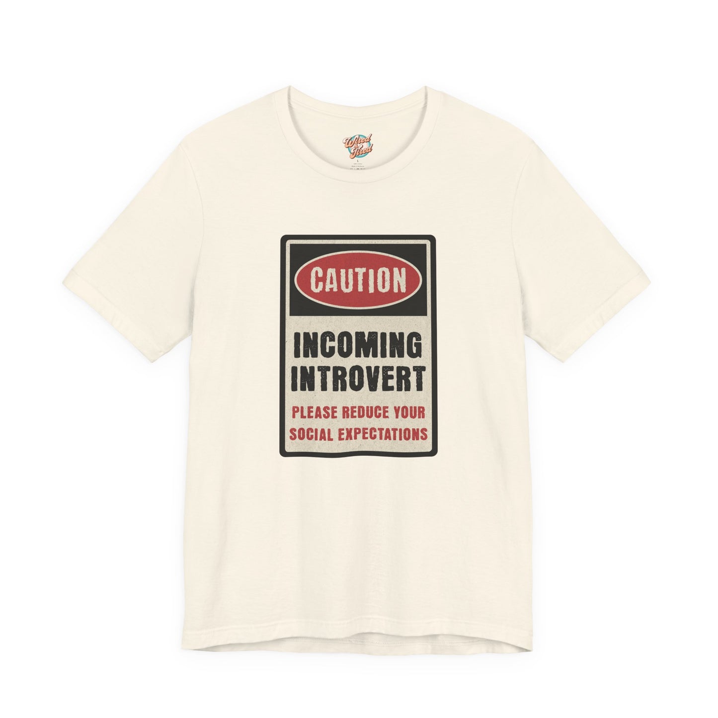 Caution Incoming Introvert – Retro Meme T-Shirt – Funny 70s Style Graphic Tee for Millennial Adults