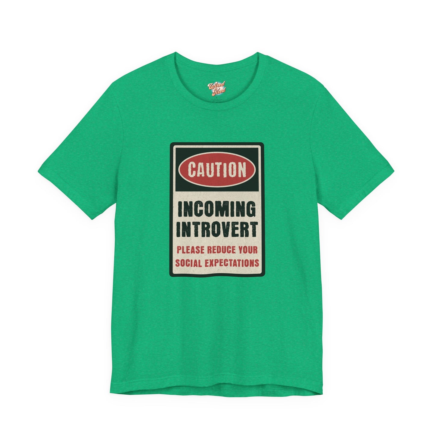 Caution Incoming Introvert – Retro Meme T-Shirt – Funny 70s Style Graphic Tee for Millennial Adults