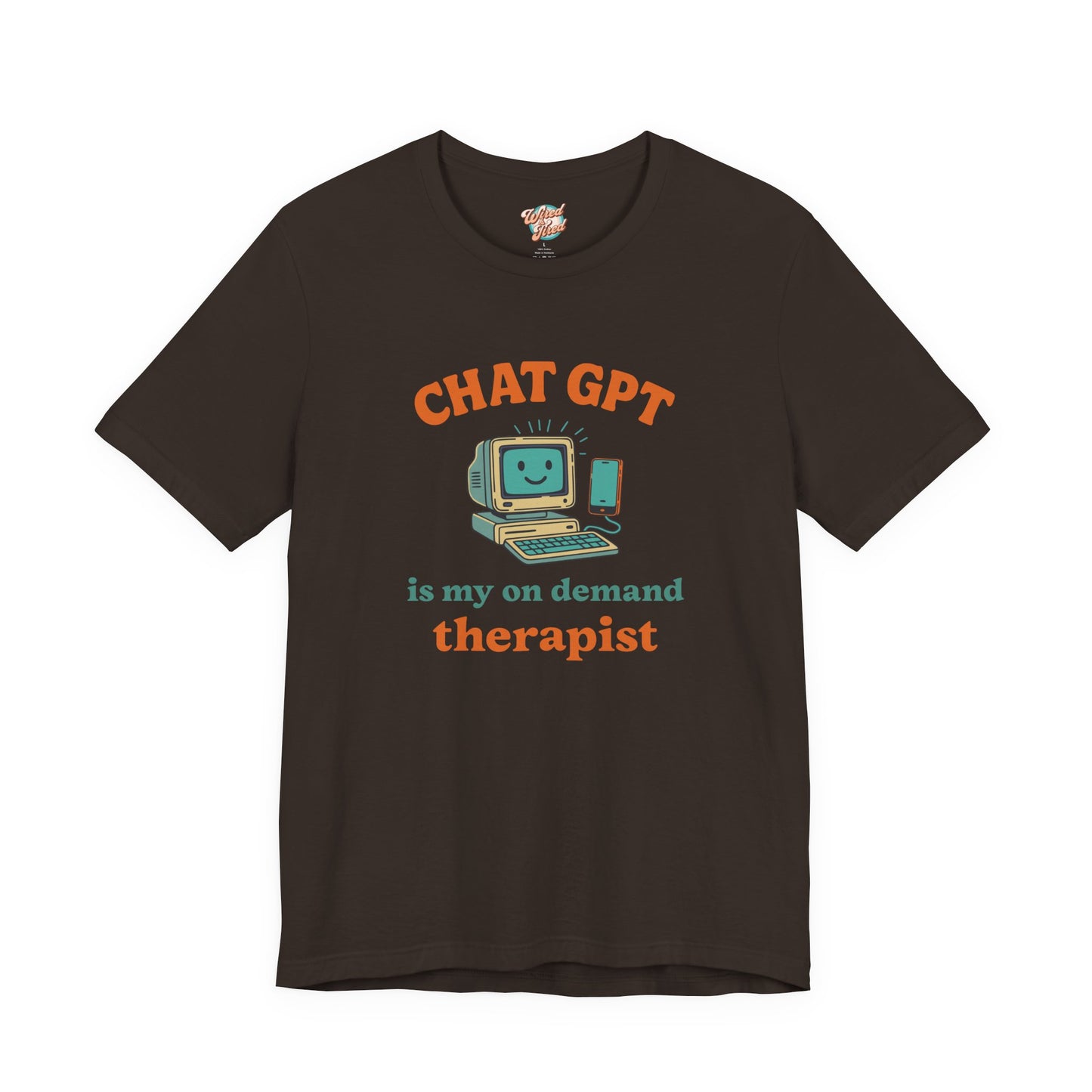 Chat GPT Therapy T-Shirt – Retro 70s Funny Meme Tee for Millennial Burnout & Adulting Stress