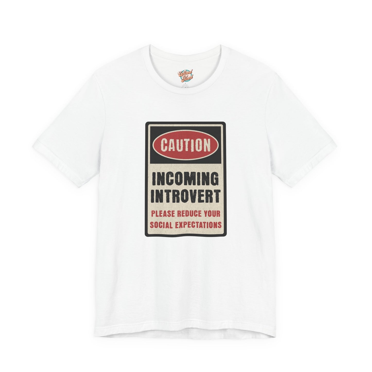 Caution Incoming Introvert – Retro Meme T-Shirt – Funny 70s Style Graphic Tee for Millennial Adults