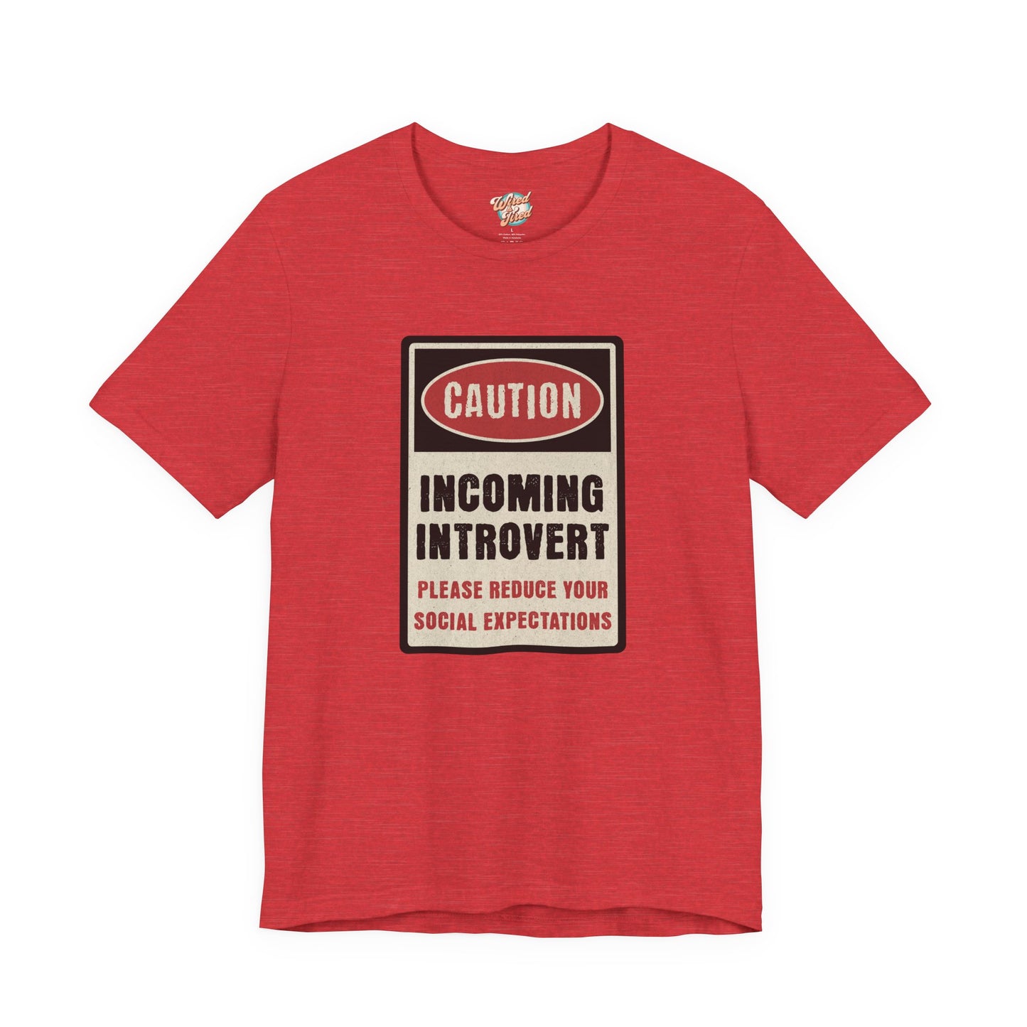 Caution Incoming Introvert – Retro Meme T-Shirt – Funny 70s Style Graphic Tee for Millennial Adults