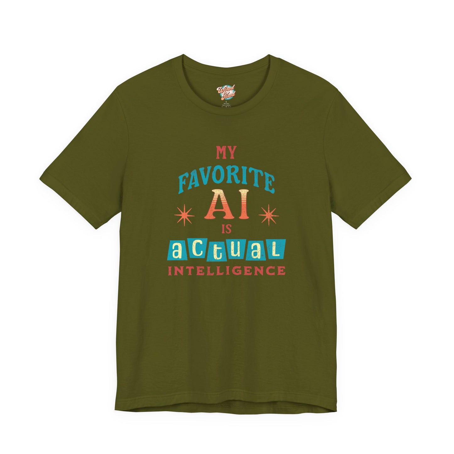 My Favorite AI Is Actual Intelligence Retro Meme T-Shirt – 60s/70s Vintage Graphic Tee for Exhausted Adults