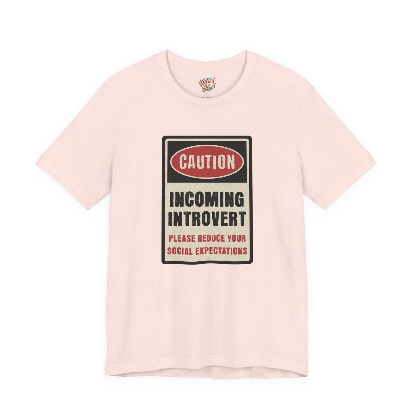 Caution Incoming Introvert – Retro Meme T-Shirt – Funny 70s Style Graphic Tee for Millennial Adults