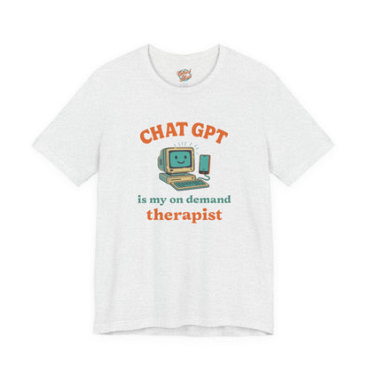 Chat GPT Therapy T-Shirt – Retro 70s Funny Meme Tee for Millennial Burnout & Adulting Stress