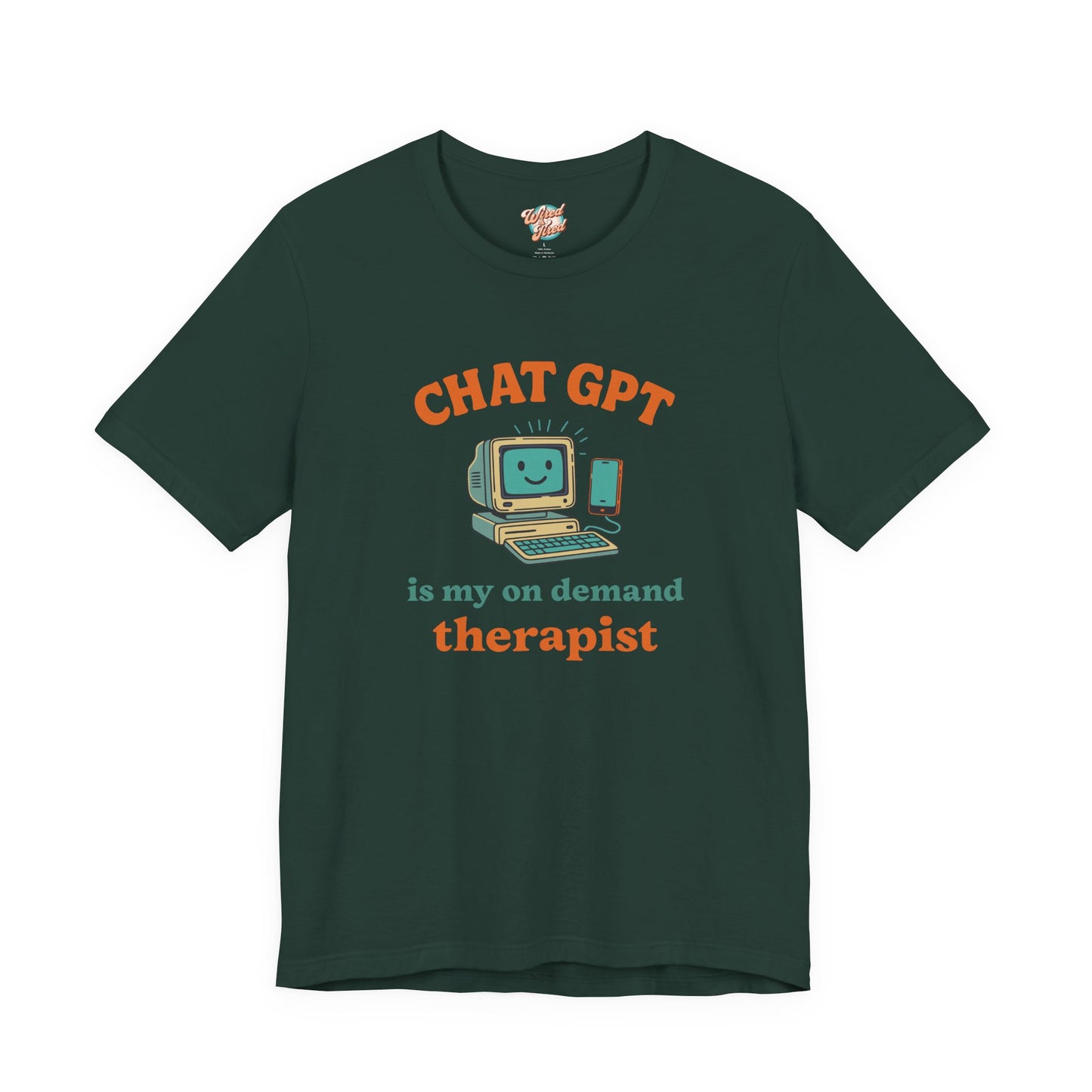 Chat GPT Therapy T-Shirt – Retro 70s Funny Meme Tee for Millennial Burnout & Adulting Stress