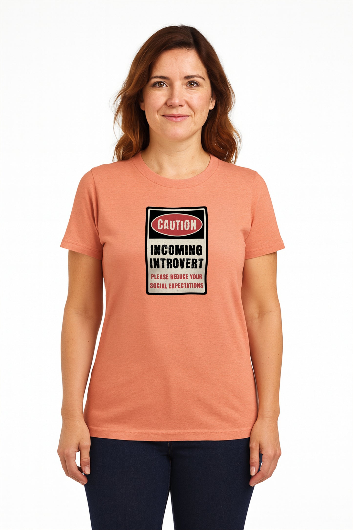 Caution Incoming Introvert – Retro Meme T-Shirt – Funny 70s Style Graphic Tee for Millennial Adults