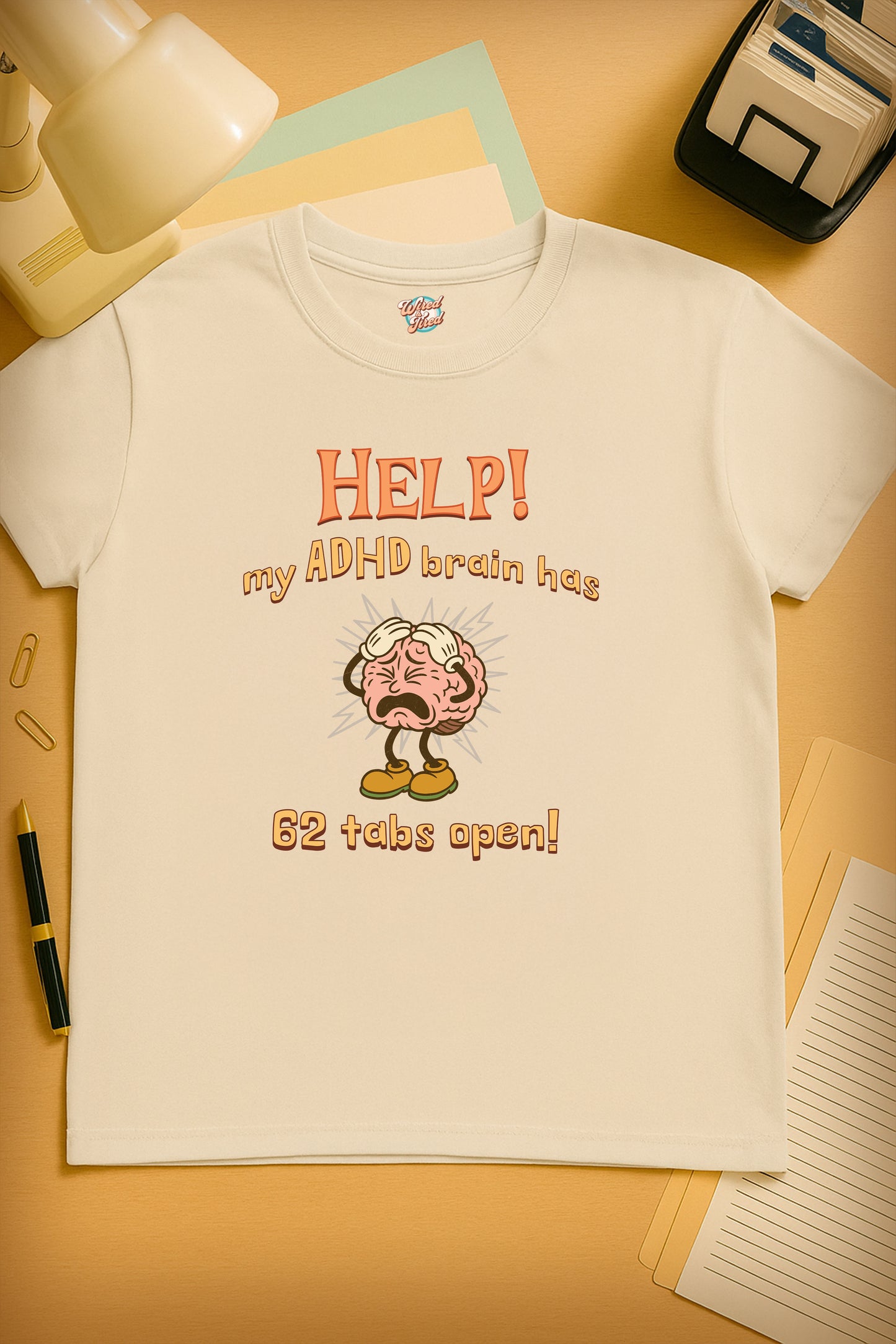 Help! My ADHD Brain Has 62 Tabs Open – Retro Funny ADHD T-Shirt for Millennials