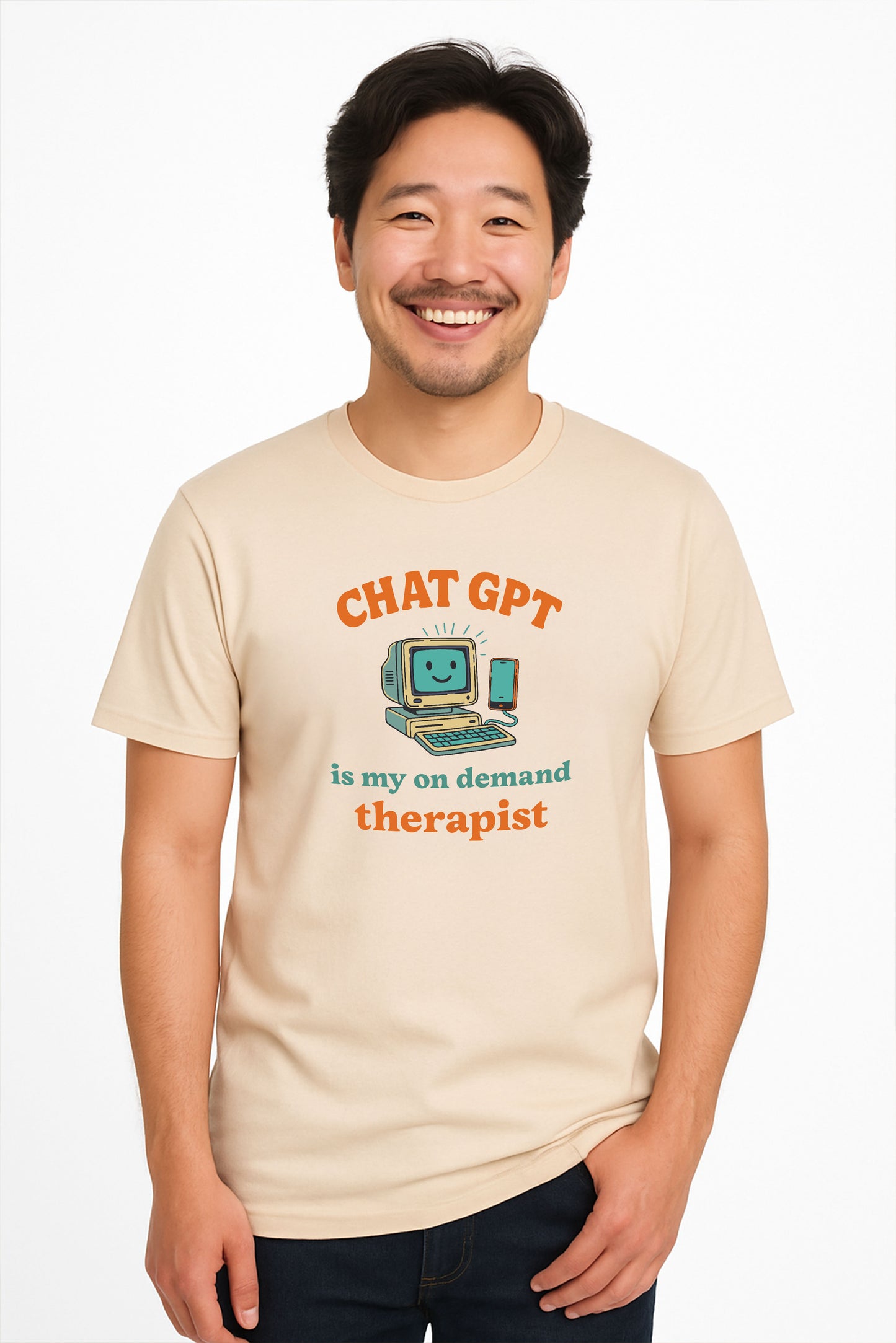 Chat GPT Therapy T-Shirt – Retro 70s Funny Meme Tee for Millennial Burnout & Adulting Stress