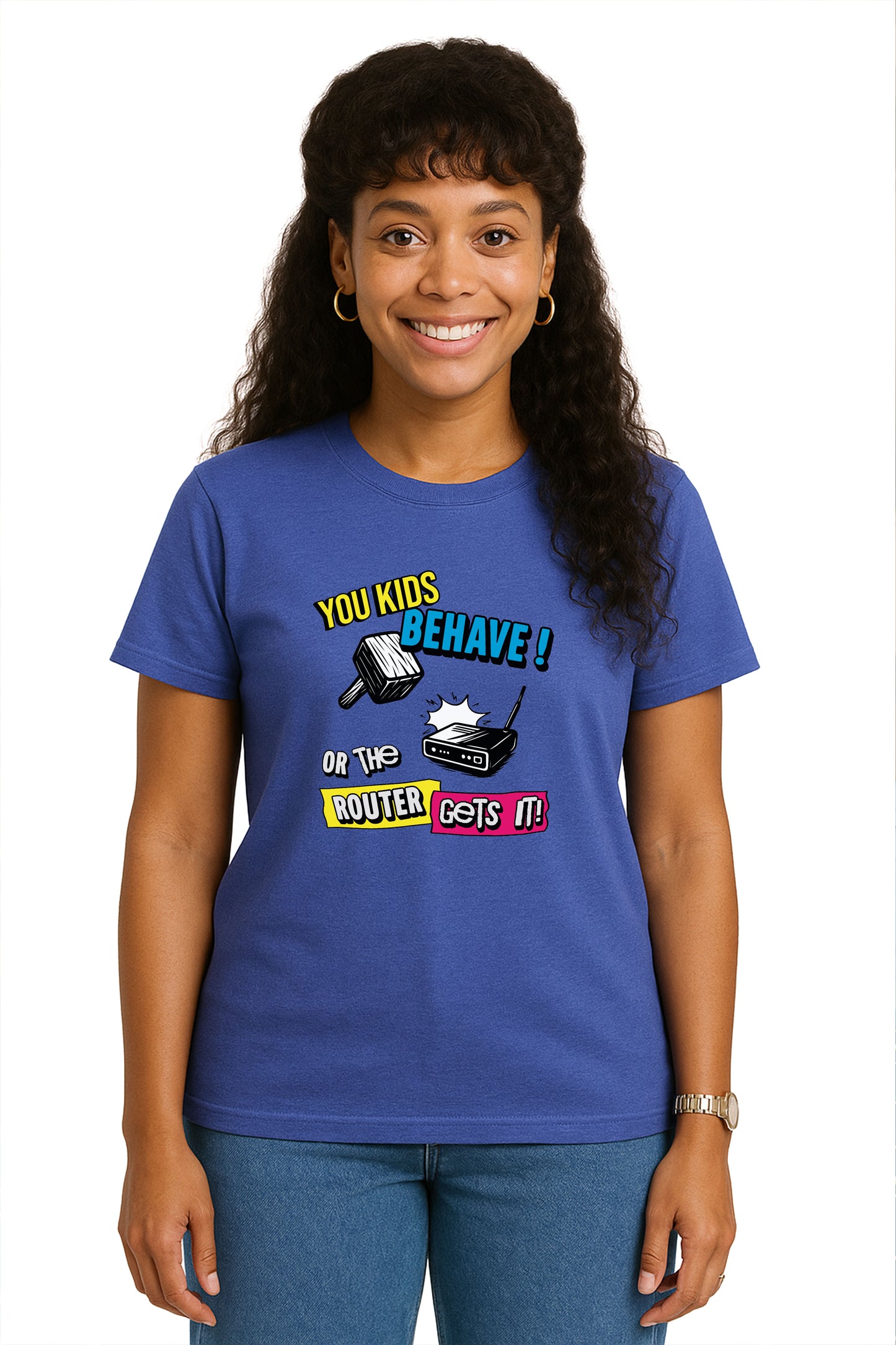 You Kids Behave or the Router Gets It! – Funny Retro Parenting T-Shirt – 80s 90s Meme Tee for Millennial Parents