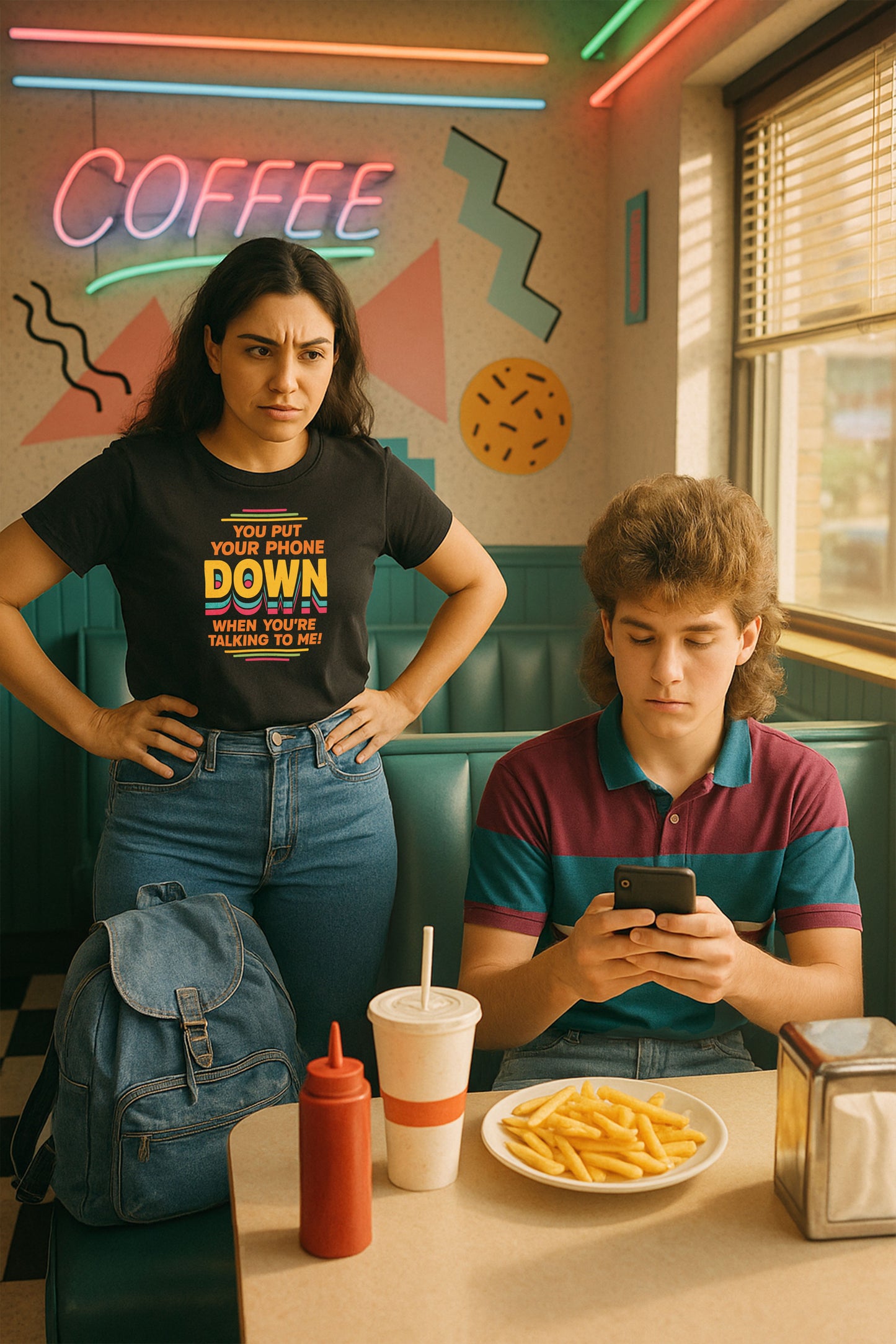 Put Your Phone Down Retro T-Shirt | Funny 80s 90s Introvert Tee