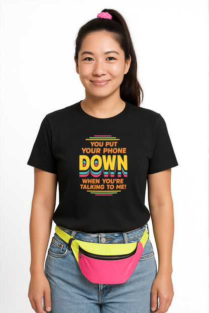 Put Your Phone Down Retro T-Shirt | Funny 80s 90s Introvert Tee