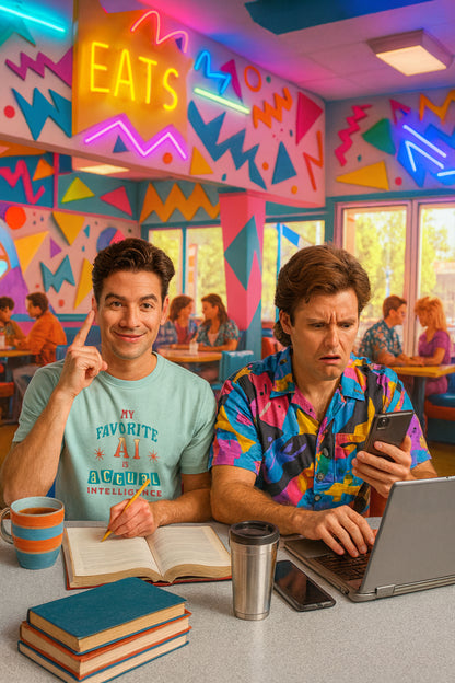 My Favorite AI Is Actual Intelligence Retro Meme T-Shirt – 60s/70s Vintage Graphic Tee for Exhausted Adults