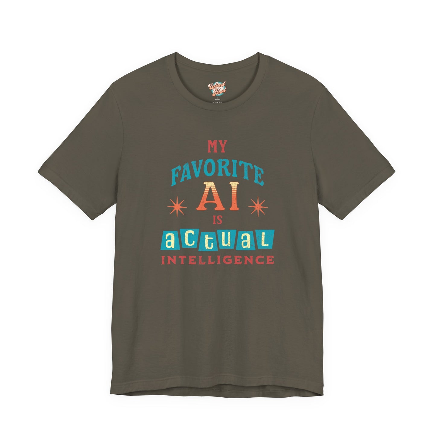 My Favorite AI Is Actual Intelligence Retro Meme T-Shirt – 60s/70s Vintage Graphic Tee for Exhausted Adults
