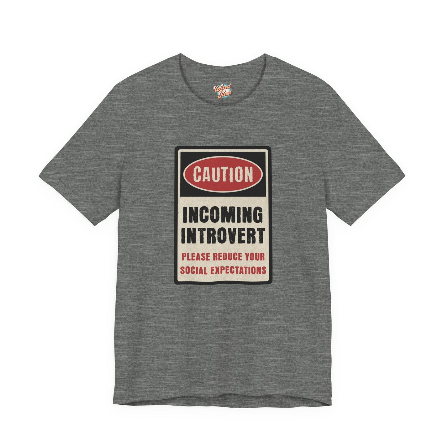 Caution Incoming Introvert – Retro Meme T-Shirt – Funny 70s Style Graphic Tee for Millennial Adults