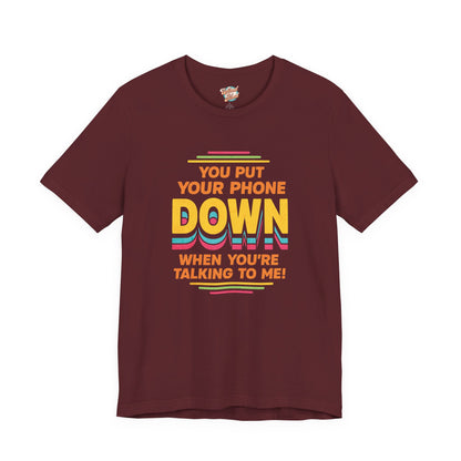 Put Your Phone Down Retro T-Shirt | Funny 80s 90s Introvert Tee