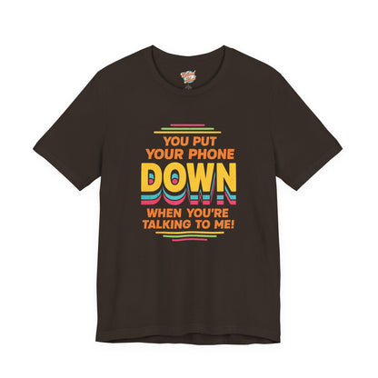 Put Your Phone Down Retro T-Shirt | Funny 80s 90s Introvert Tee