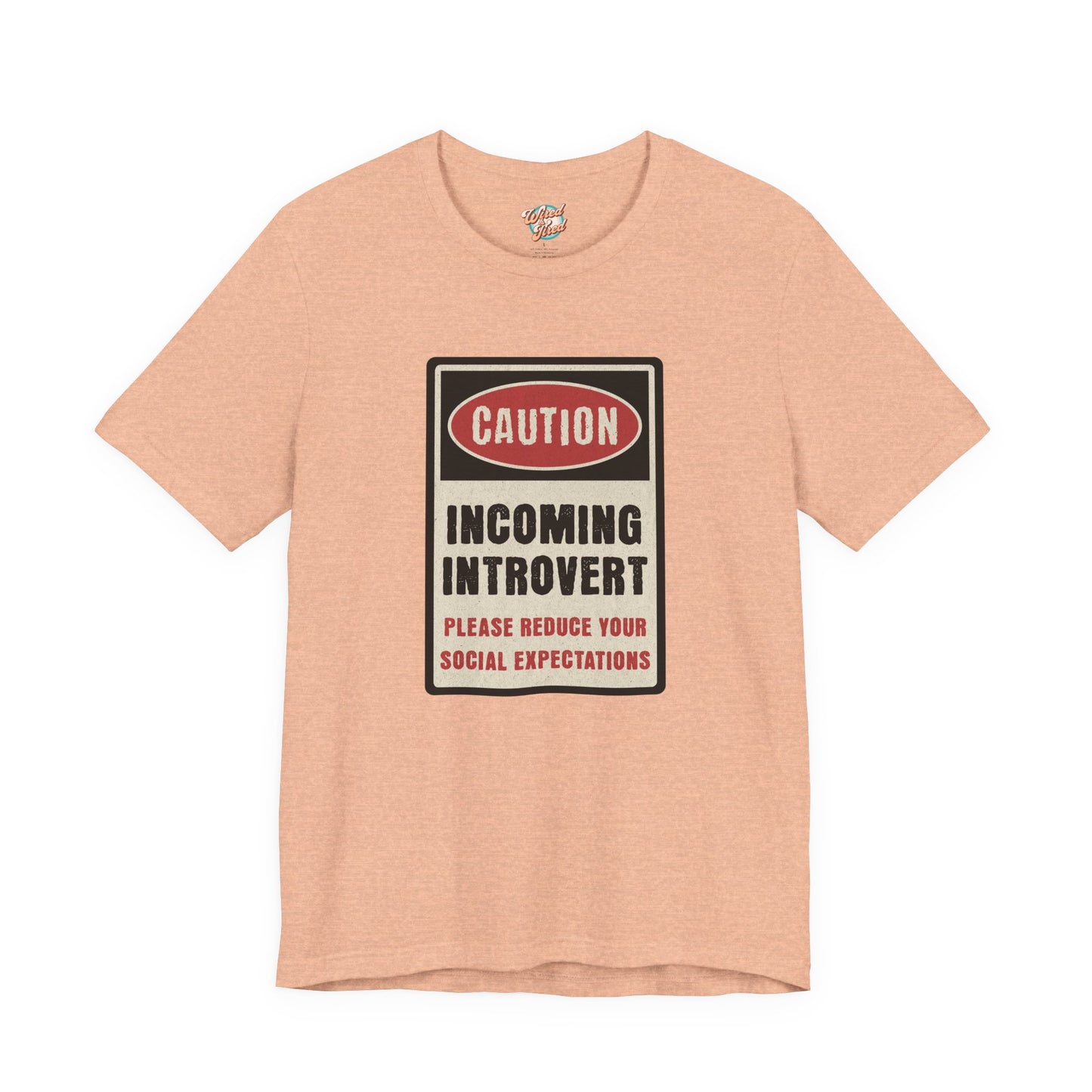 Caution Incoming Introvert – Retro Meme T-Shirt – Funny 70s Style Graphic Tee for Millennial Adults