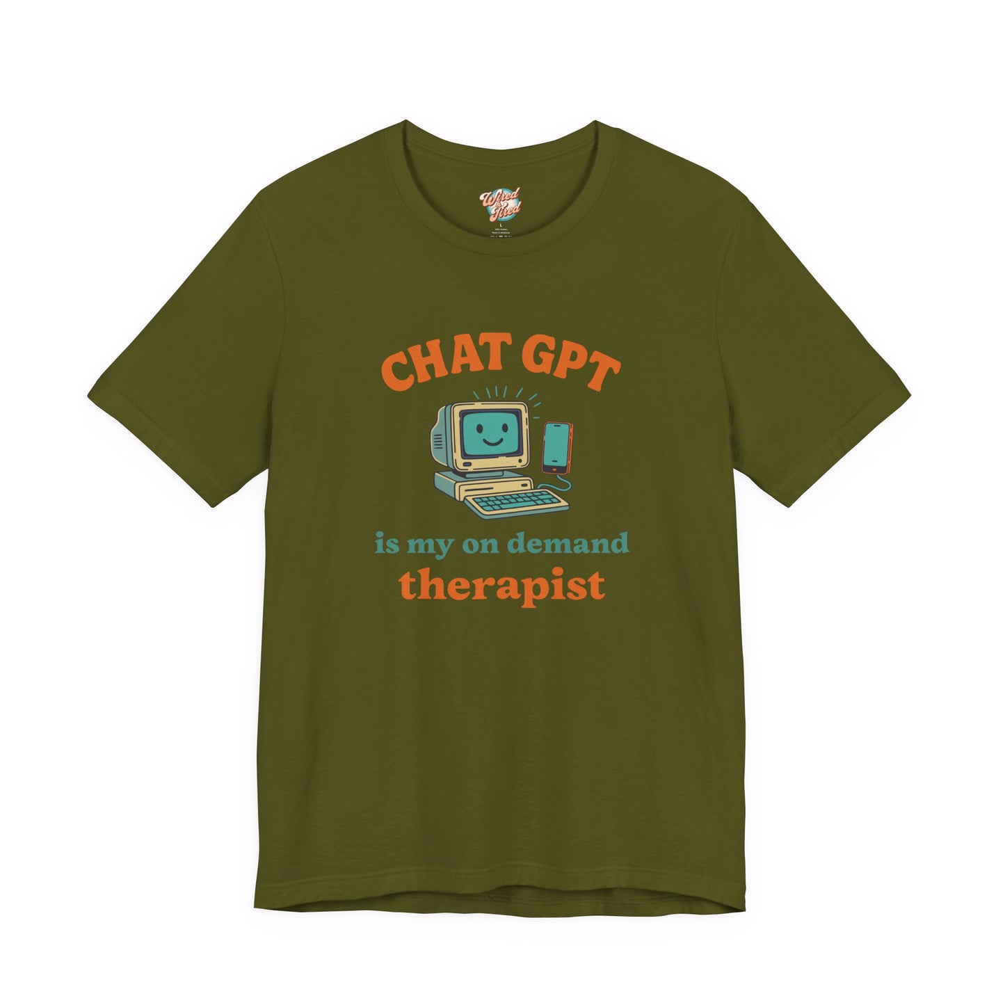 Chat GPT Therapy T-Shirt – Retro 70s Funny Meme Tee for Millennial Burnout & Adulting Stress