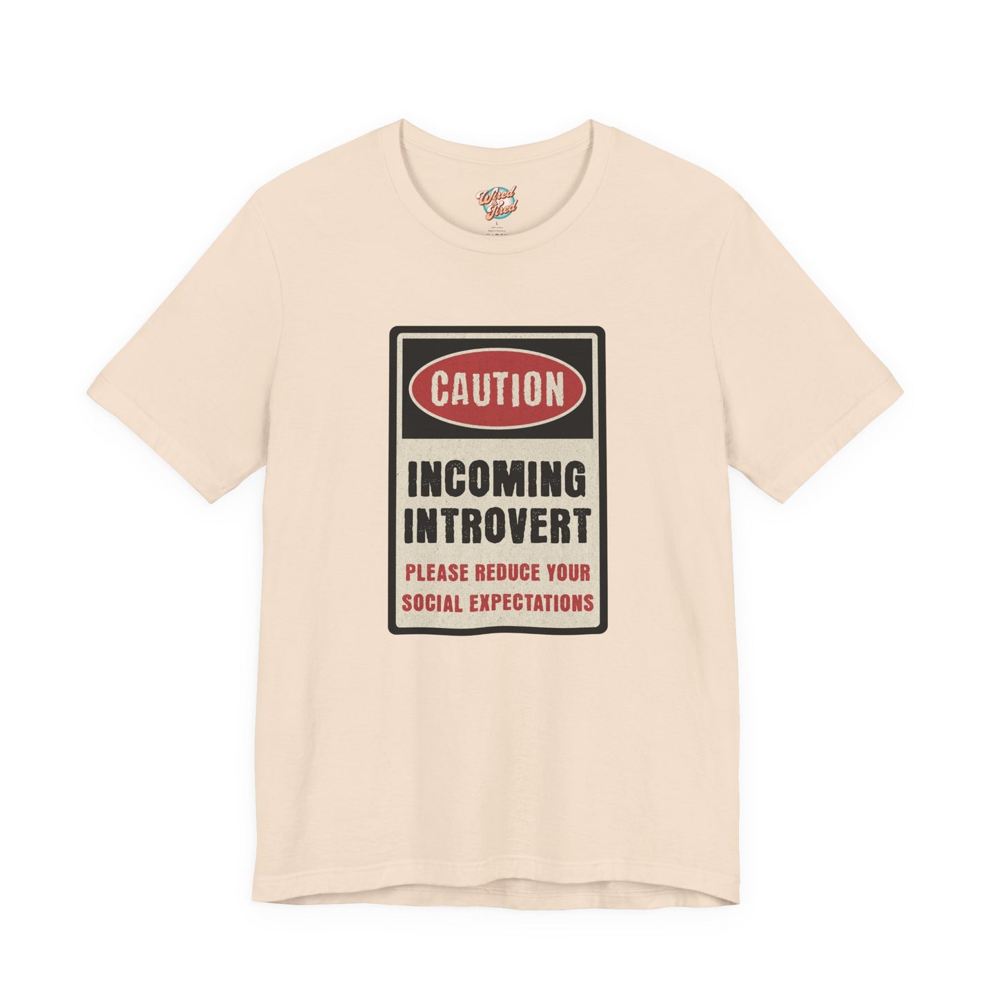 Caution Incoming Introvert – Retro Meme T-Shirt – Funny 70s Style Graphic Tee for Millennial Adults