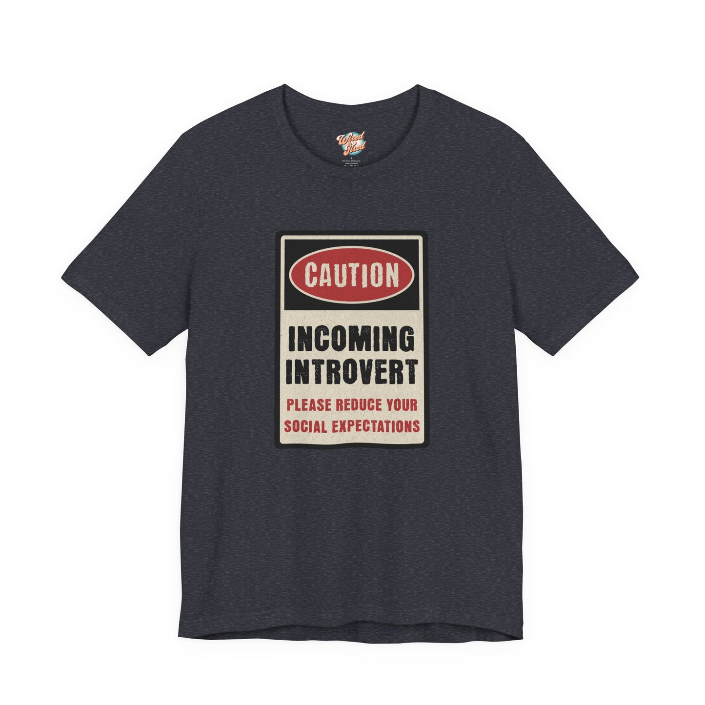 Caution Incoming Introvert – Retro Meme T-Shirt – Funny 70s Style Graphic Tee for Millennial Adults