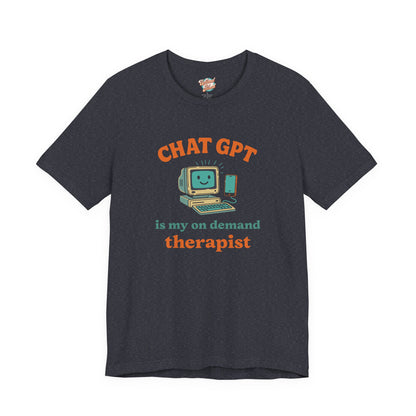 Chat GPT Therapy T-Shirt – Retro 70s Funny Meme Tee for Millennial Burnout & Adulting Stress