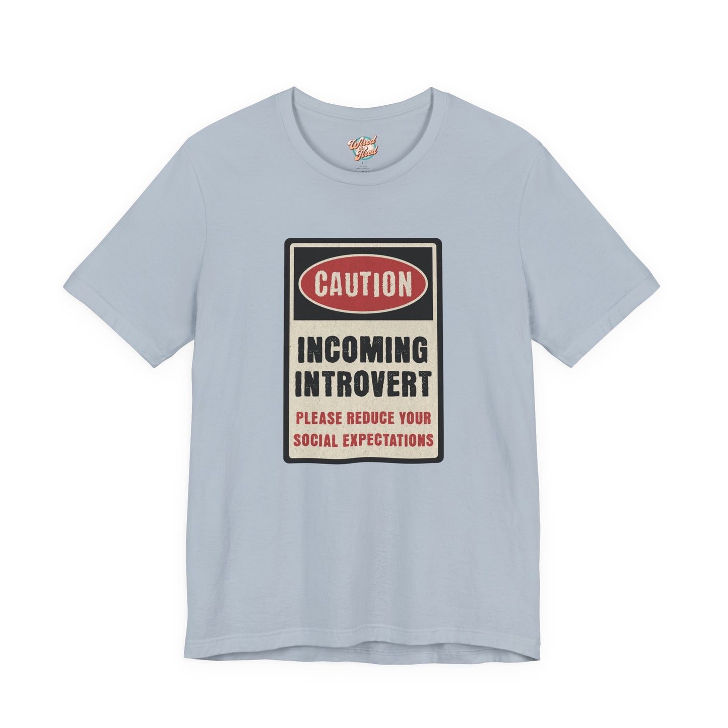 Caution Incoming Introvert – Retro Meme T-Shirt – Funny 70s Style Graphic Tee for Millennial Adults