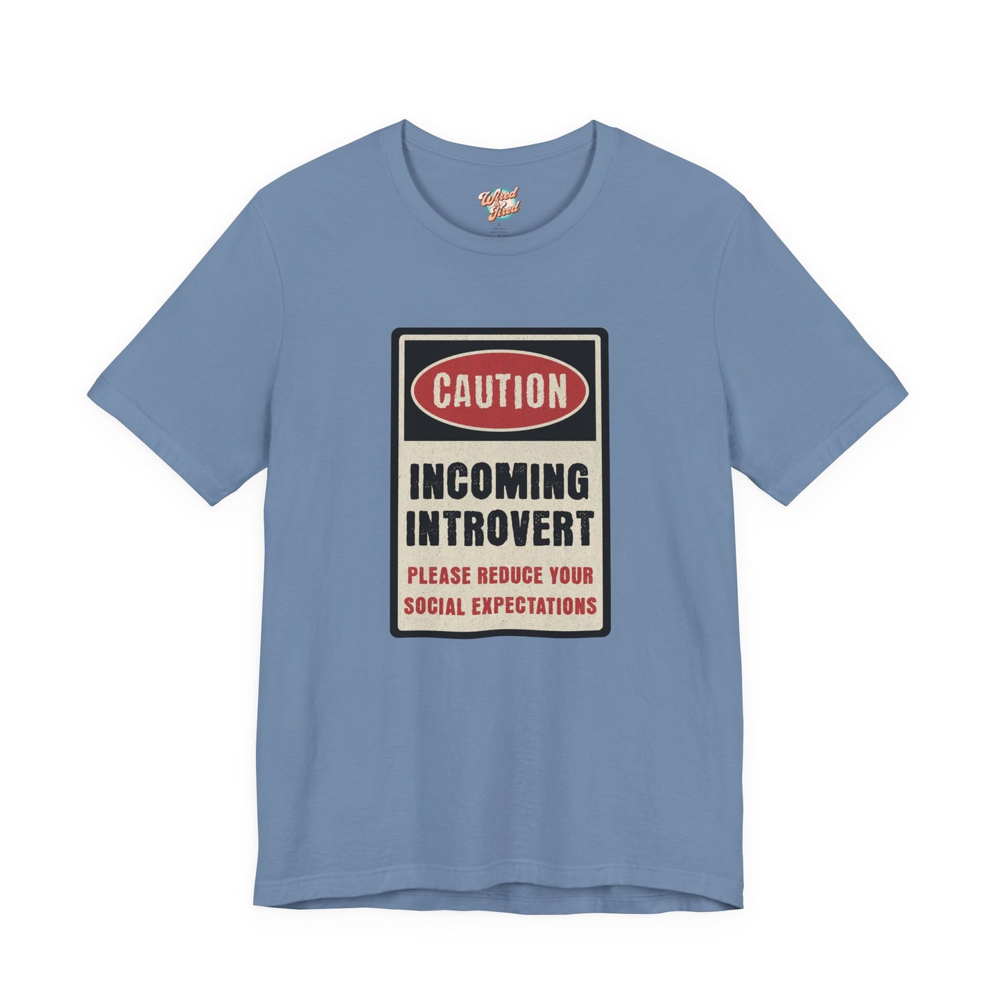 Caution Incoming Introvert – Retro Meme T-Shirt – Funny 70s Style Graphic Tee for Millennial Adults